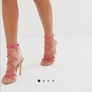 Public Desire pink lace up heels Size 10